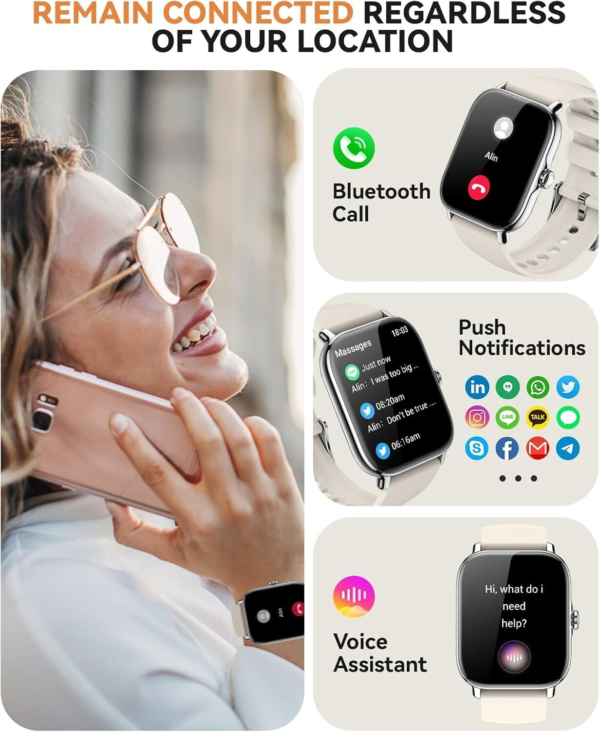 Smart Watch for Women Men- Answer/Make Call, 2025 1.91” IP68 Waterproof Fitness