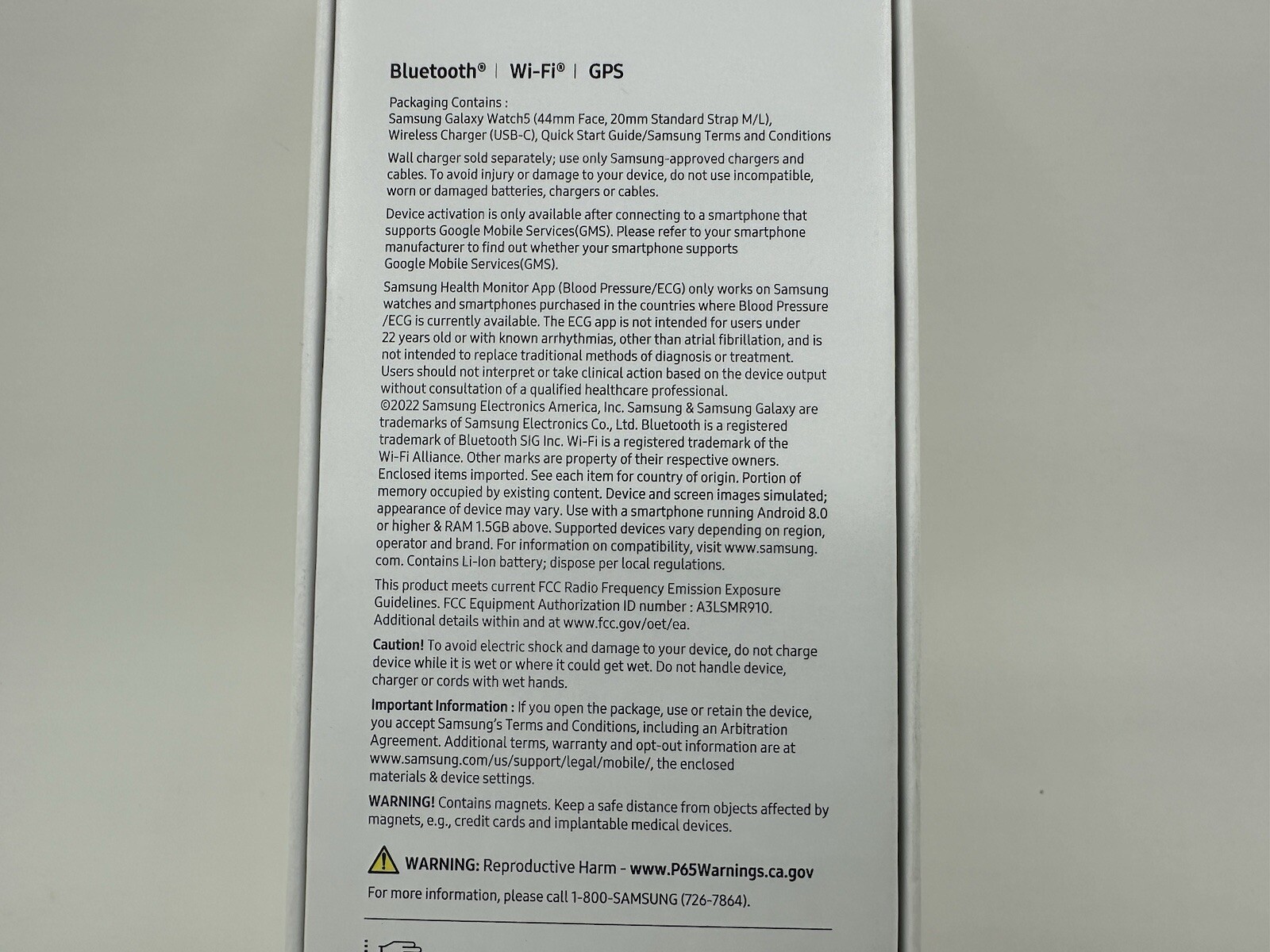 Samsung Galaxy Watch5 44mm Aluminum Case White Band Smartwatch WiFi GPS, Sealed