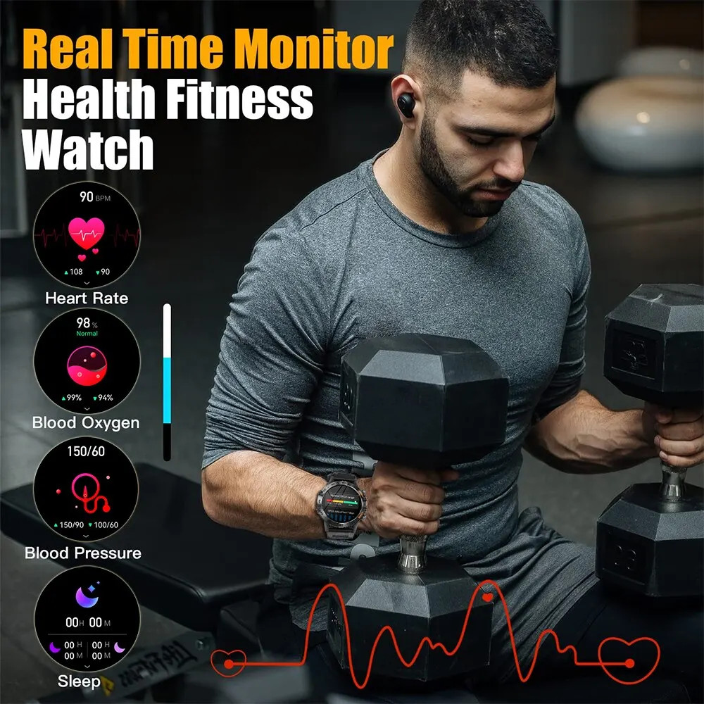 Steel 1.39 Inch Men Luxury Smart Watch Bluetooth Call Sport Fitness Tracker Heal