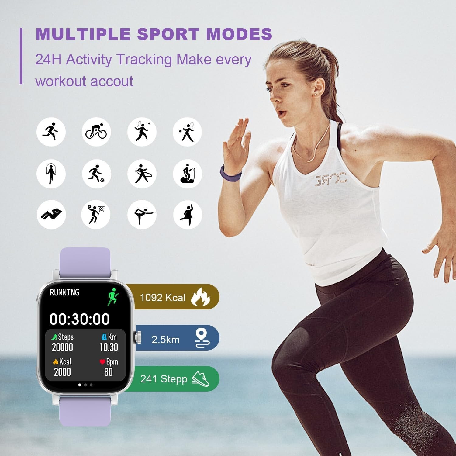 Women’s Smart Watch Bluetooth SmartWatch For Apple iPhone iOS and Android