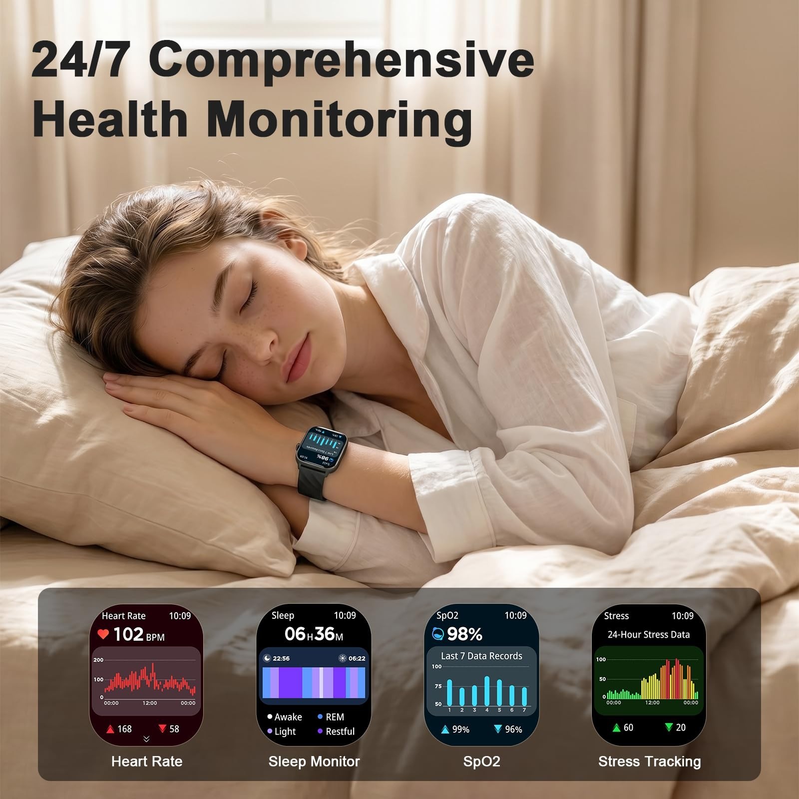 GPS Smartwatch for Men & Women, 2.01″ Fitness Tracker, Calls, 110+ Sports Modes,