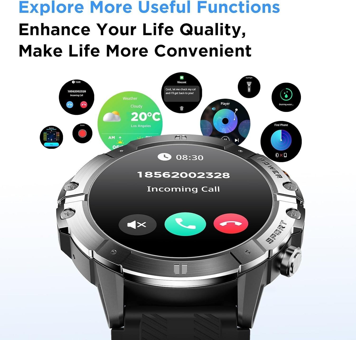 SANAG C29 Fitness Smartwatch for Men Women, 1.52″ HD Touch Screen Smart Watches