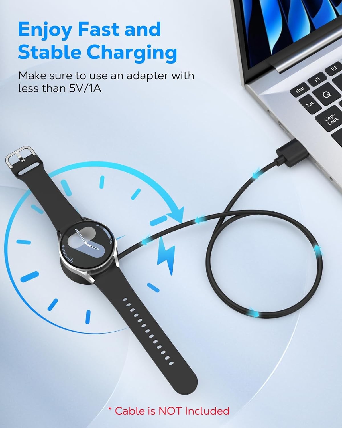 Portable Wireless Charging Dock for Samsung Galaxy Watch 8/7/6/5/4/3/FE/Active 2