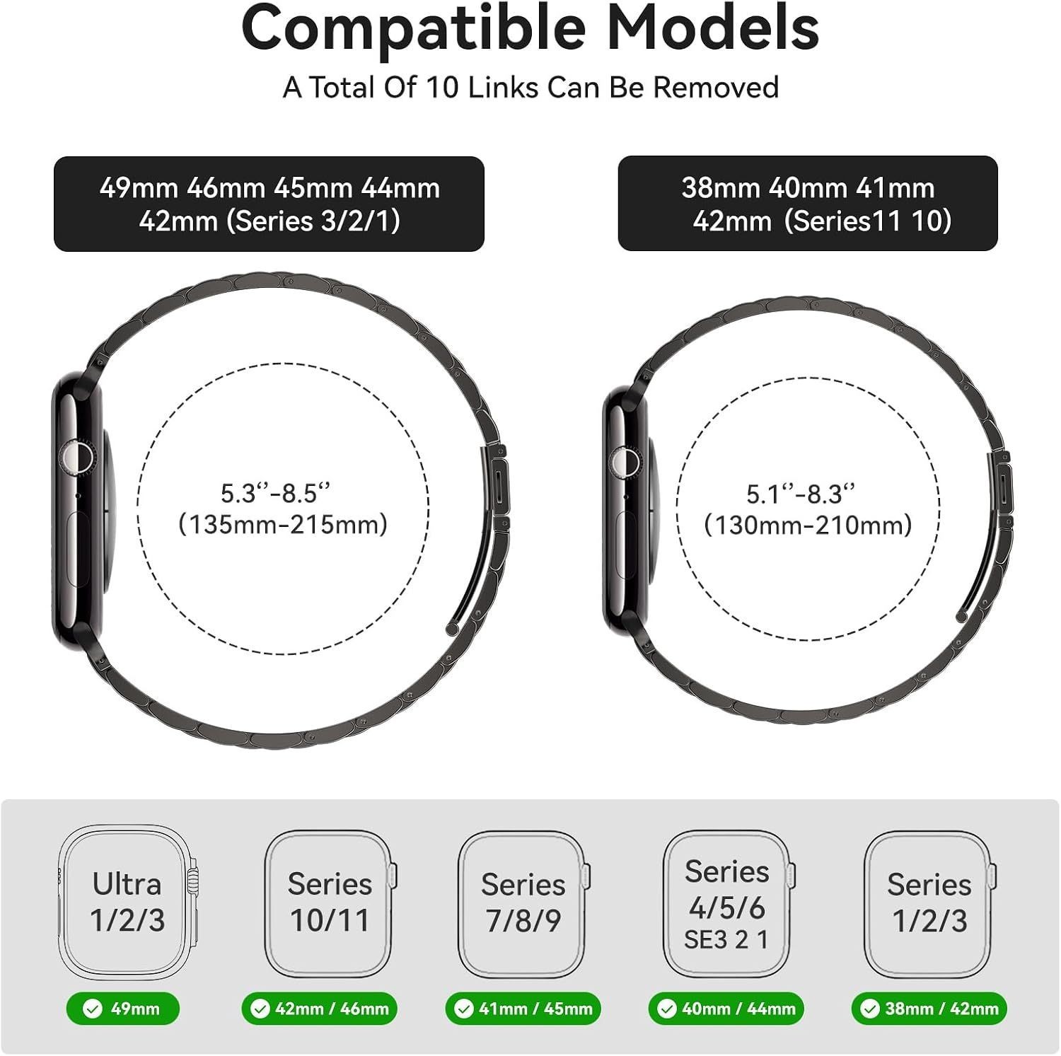 Black Metal Band Replacement for Apple Watch 42mm 44mm Series 1 2 3, Office Use