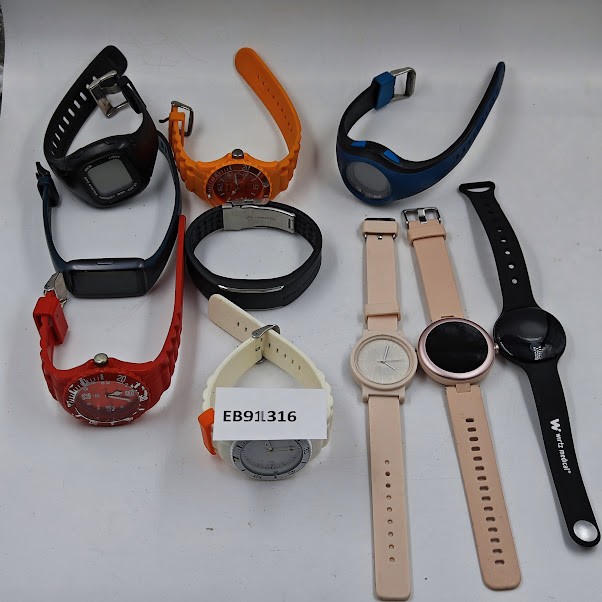 Lot of 10 Mixed Watches – Untested, Used, Various Colors/Models