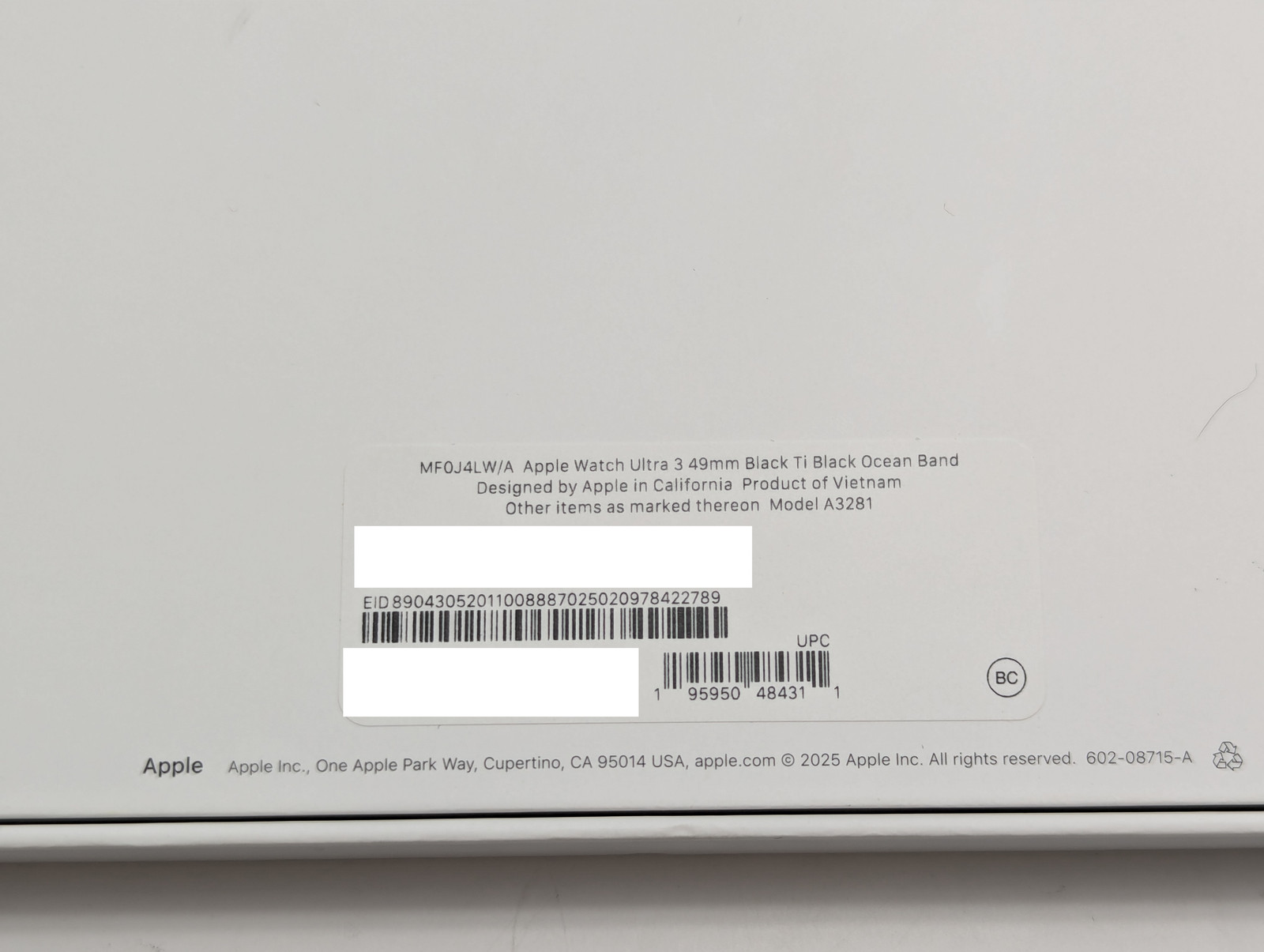 Apple Watch Ultra 3 49mm A3281 | Black Titanium | GPS + LTE (NO BAND)
