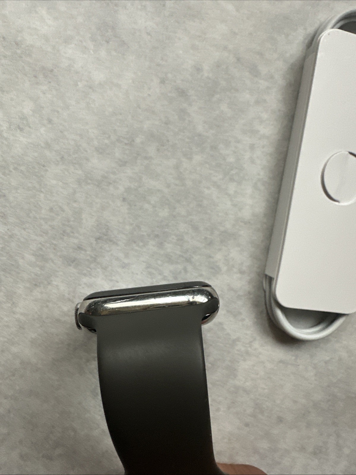 Apple Watch Series 3 42mm Stainless Steel Silver, Black Sport Band Good Working