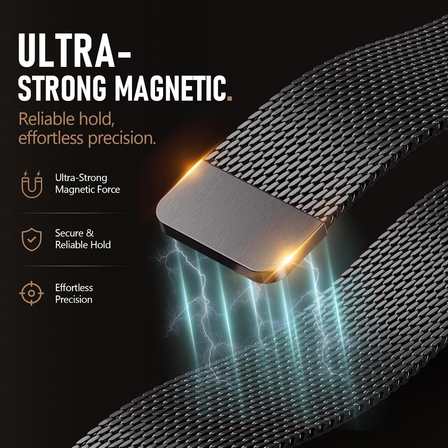 Metal Band for Samsung Galaxy Watch 8 40mm/44mm, Magnetic Milanese Loop Strap
