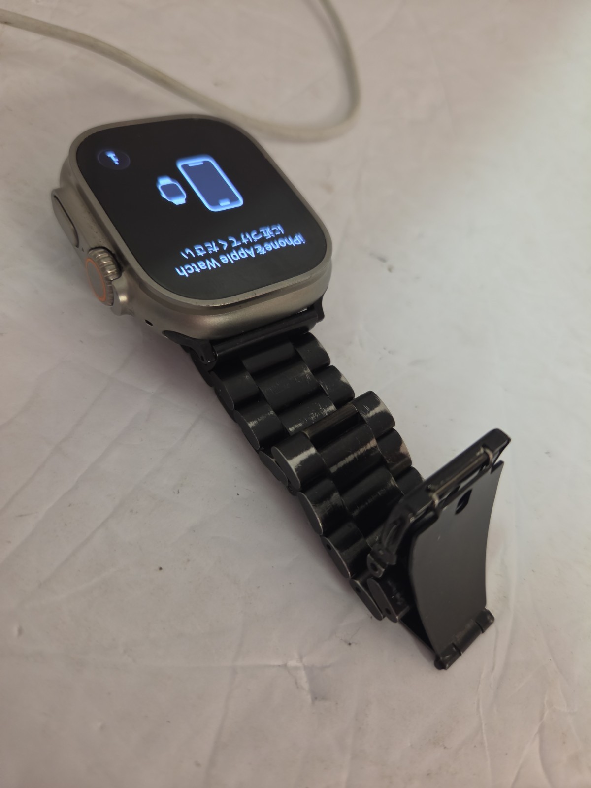 Apple Watch Ultra 2 49mm Natural Titanium Unlocked Black Stainless Steel Band