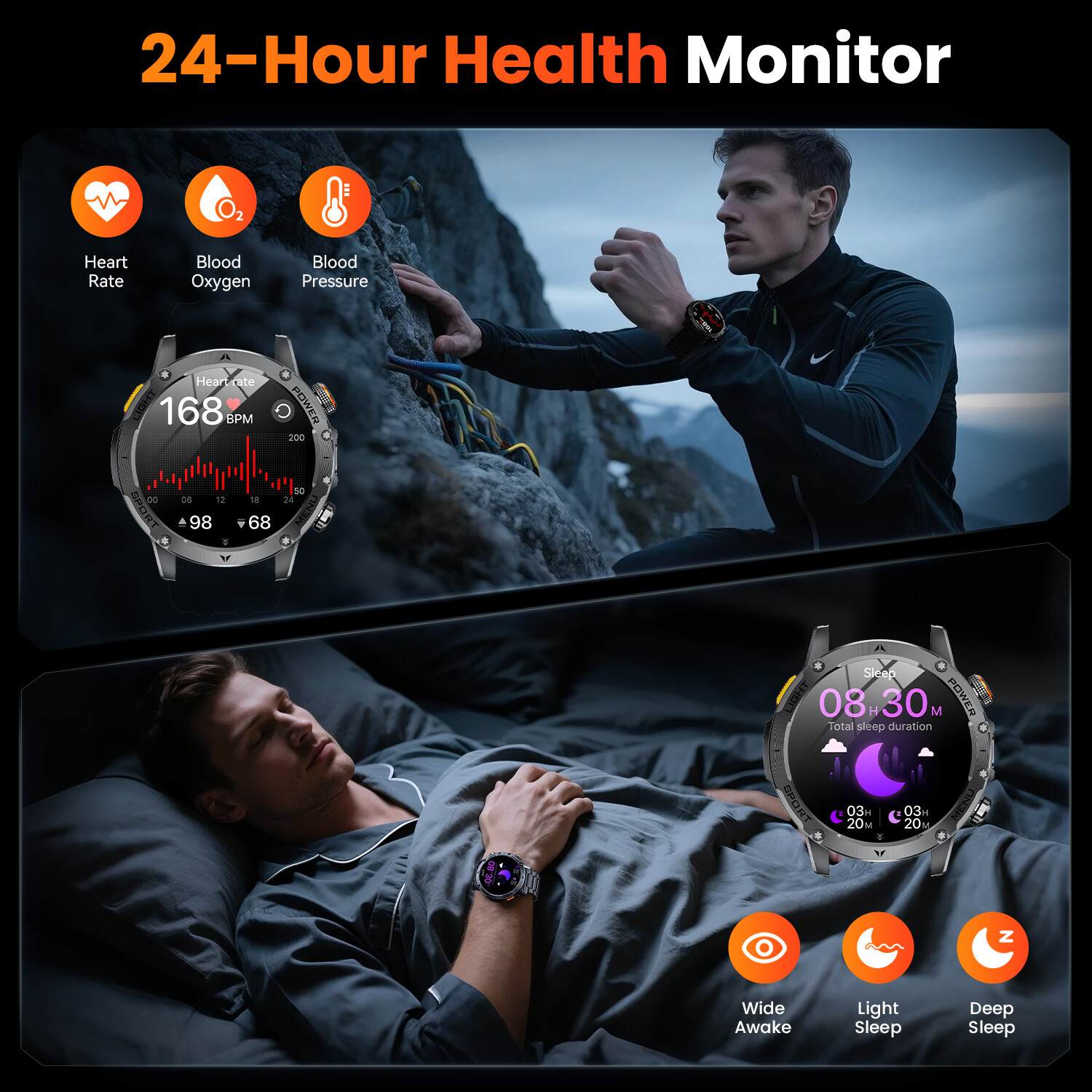 Military Smart Watch For Men (Answer / Make Call) 1000mAH Sports Fitness Tracker