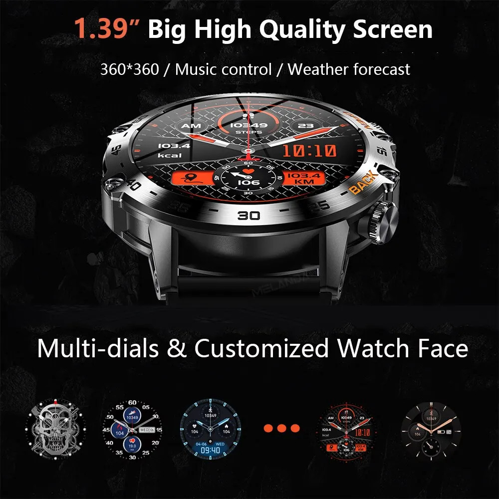 Steel 1.39 Inch Men Luxury Smart Watch Bluetooth Call Sport Fitness Tracker Heal