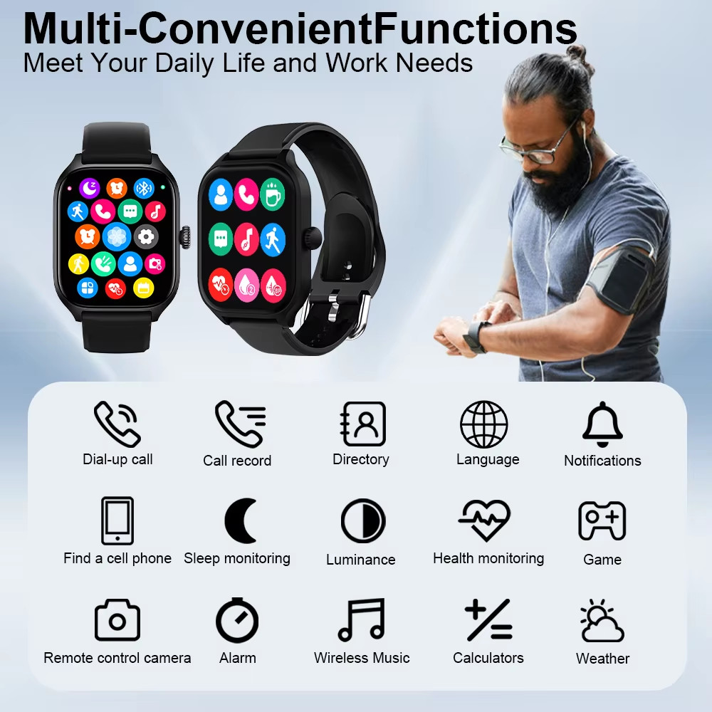 H9 Smartwatch Dial to Answer Calls Calorie Tracking Heart Rate Blood Oxygen Moni