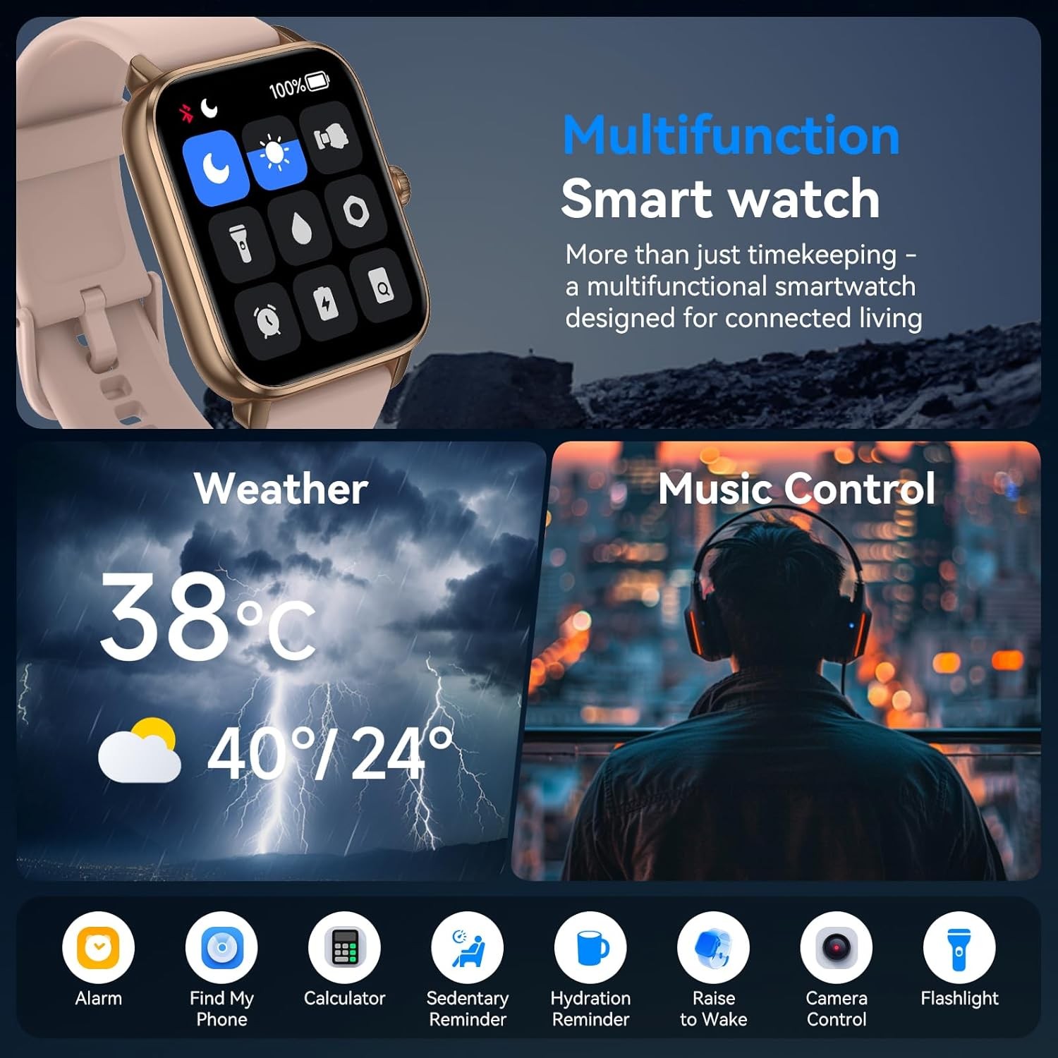 Smart Watches for Men Women with Alexa Built-in, Bluetooth Call, Android/iPhone