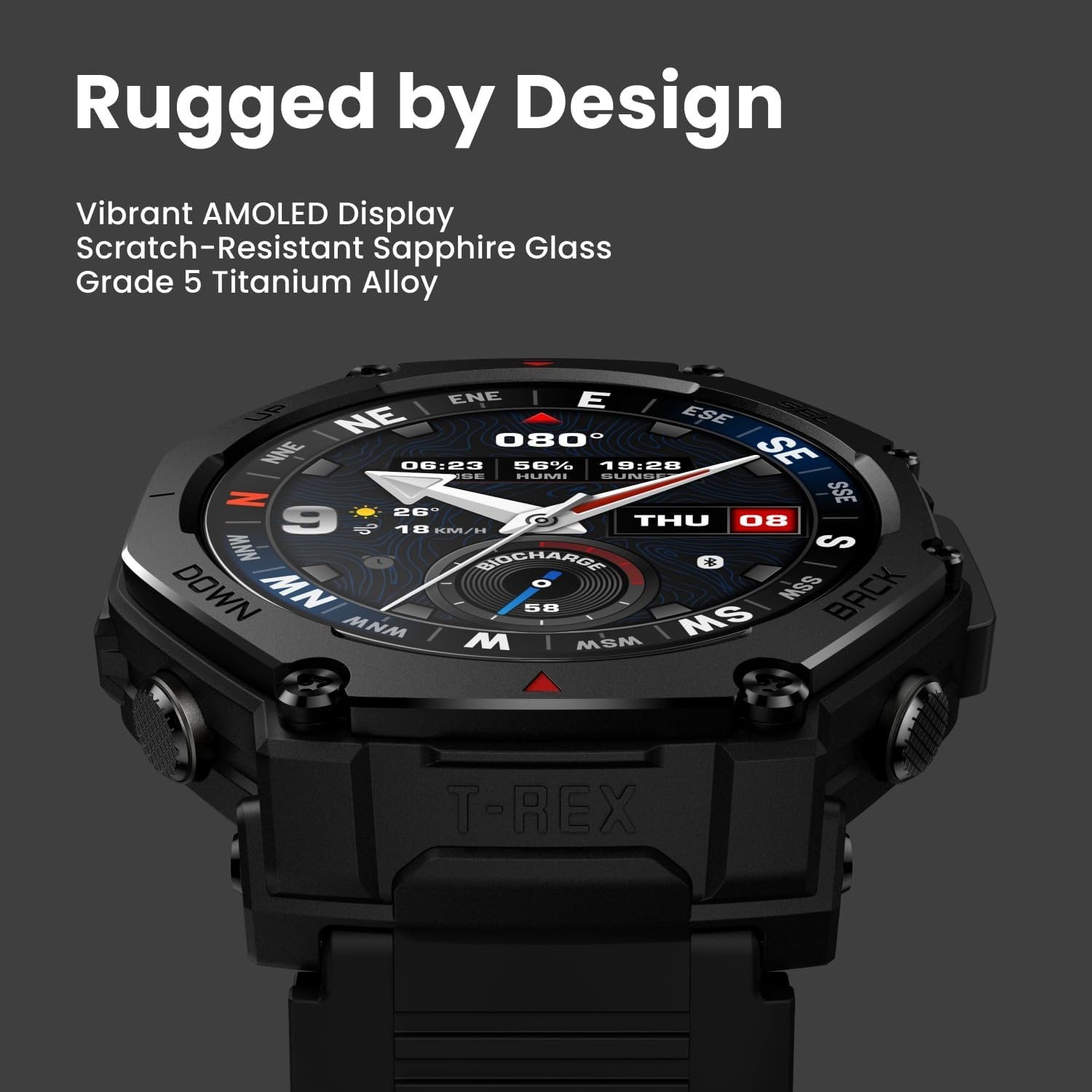 Amazfit T-Rex 3 Pro 48mm Outdoor Smart Watch AMOLED Display Built-in Flashlight