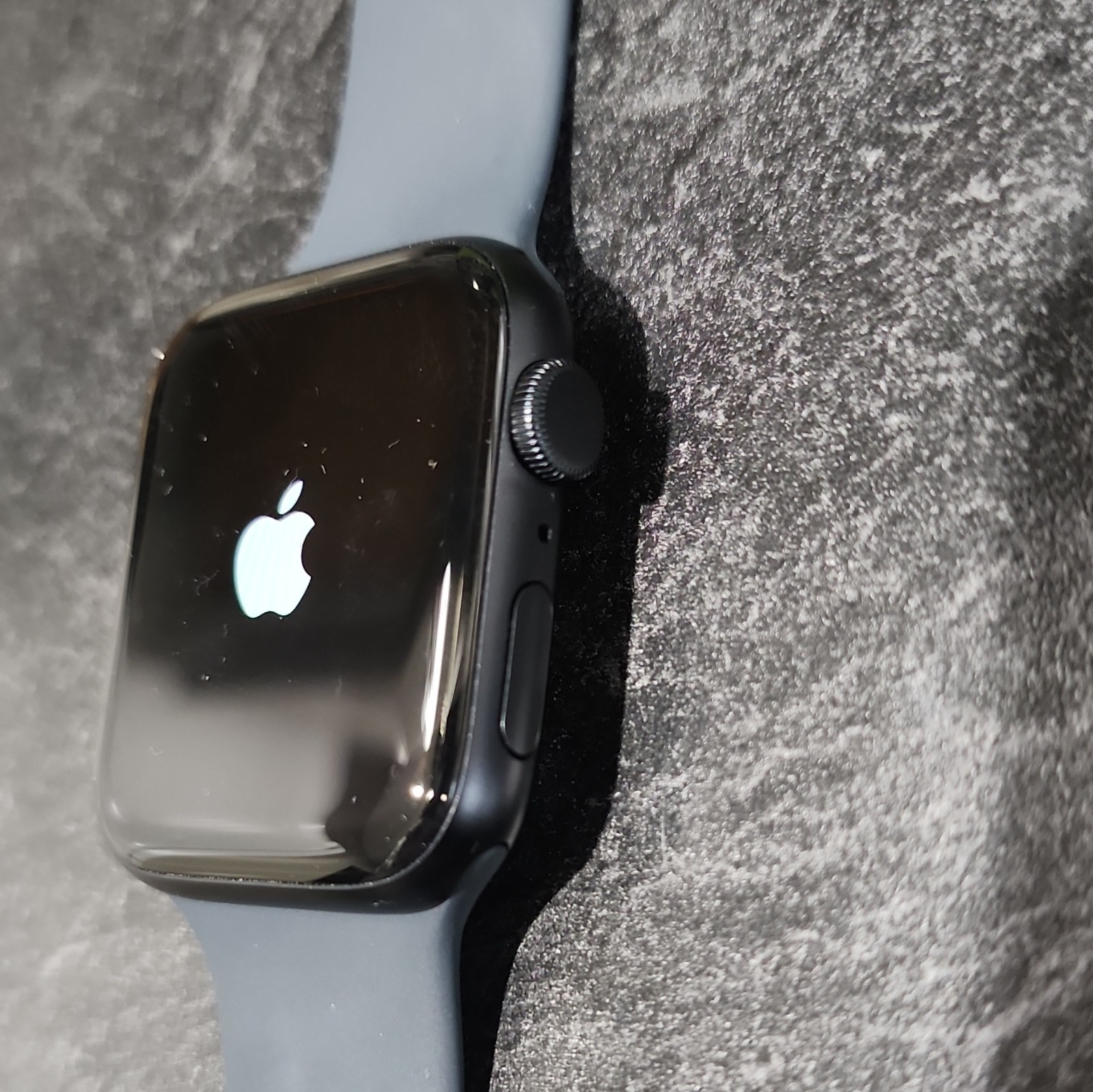 Apple Watch SE 44mm Black Aluminum Case GPS Smartwatch w/ Blue Silicone Band