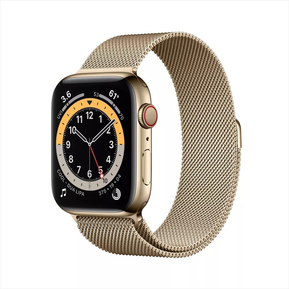 Apple Watch Series 6 GPS + LTE 44MM Gold Stainless Steel Case Gold Milanese Loop