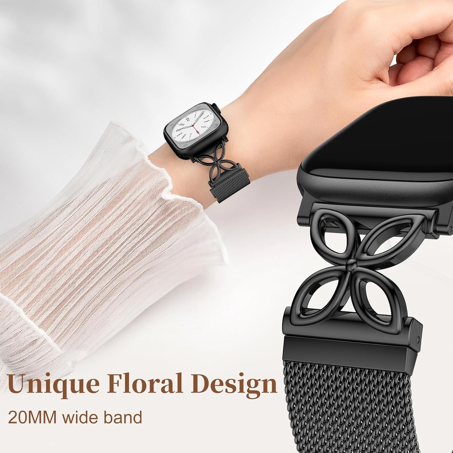 Black Milanese Loop Magnetic Stainless Steel Band for Apple Watch 40mm 41mm