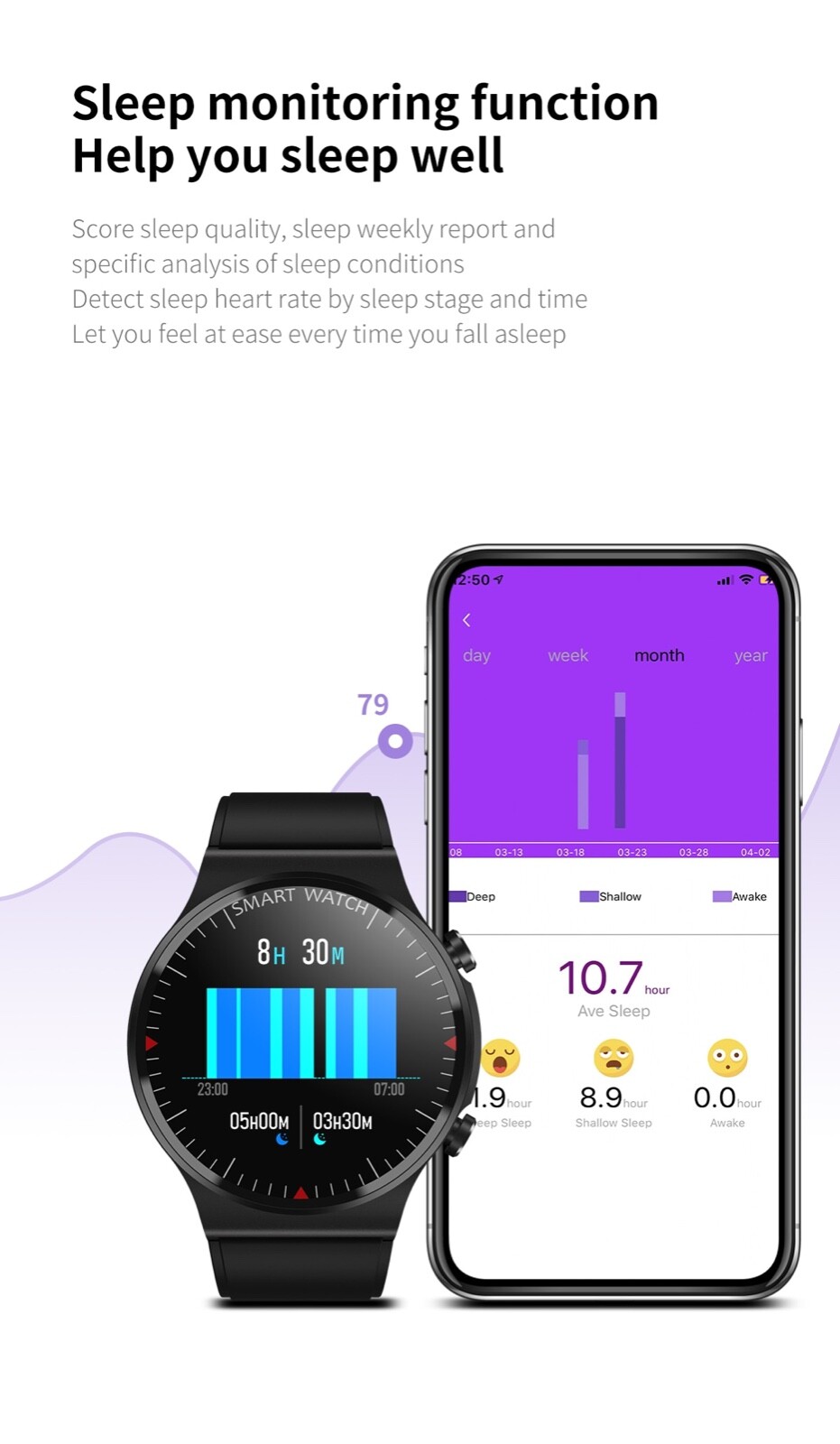 Mens Sports Smart Watch IP67 Waterproof Watch for Android & IOS