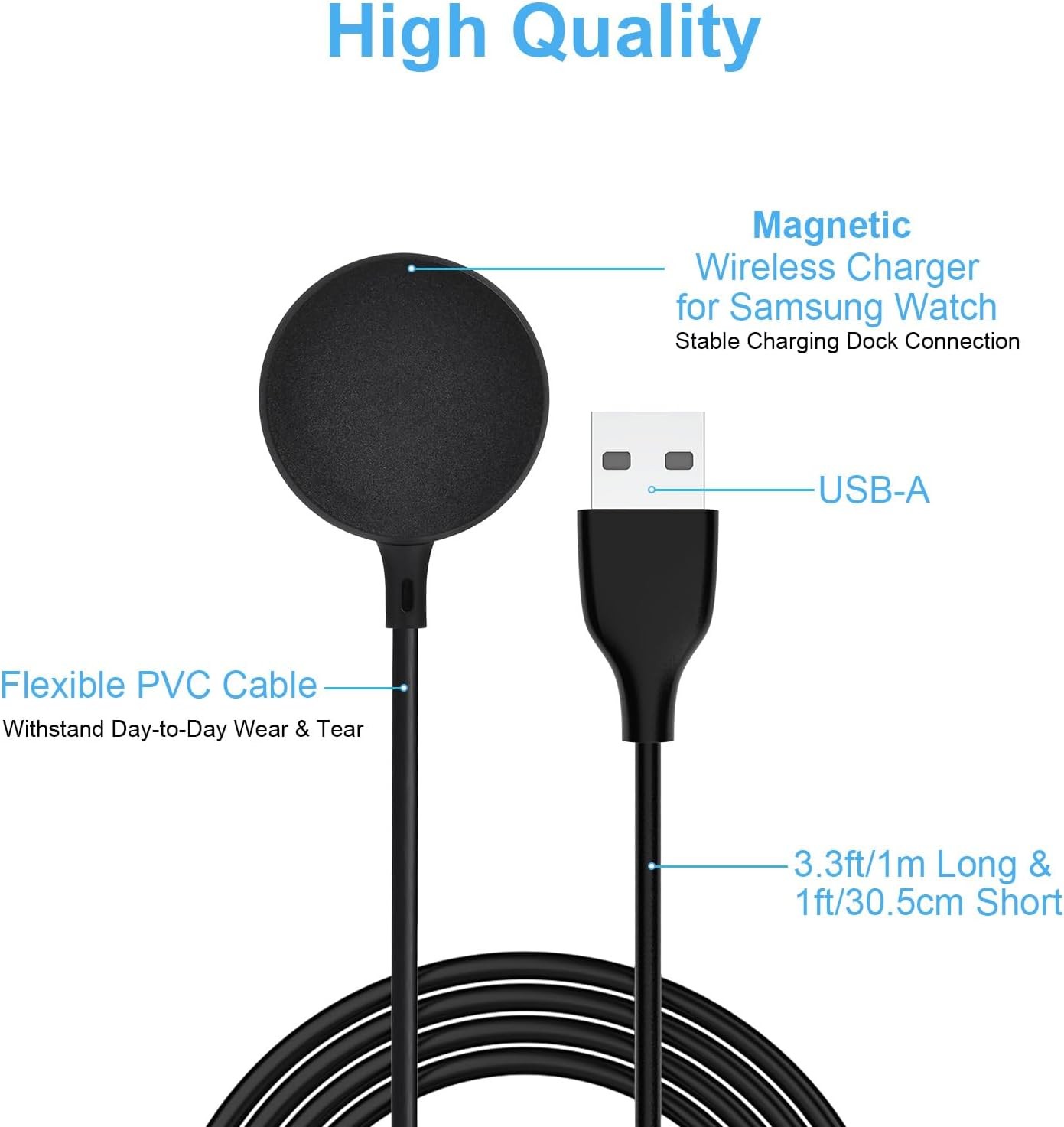 2-Pack USB Charging Cable for Samsung Watch Charger, Galaxy Watch6/6 Classic/5/5