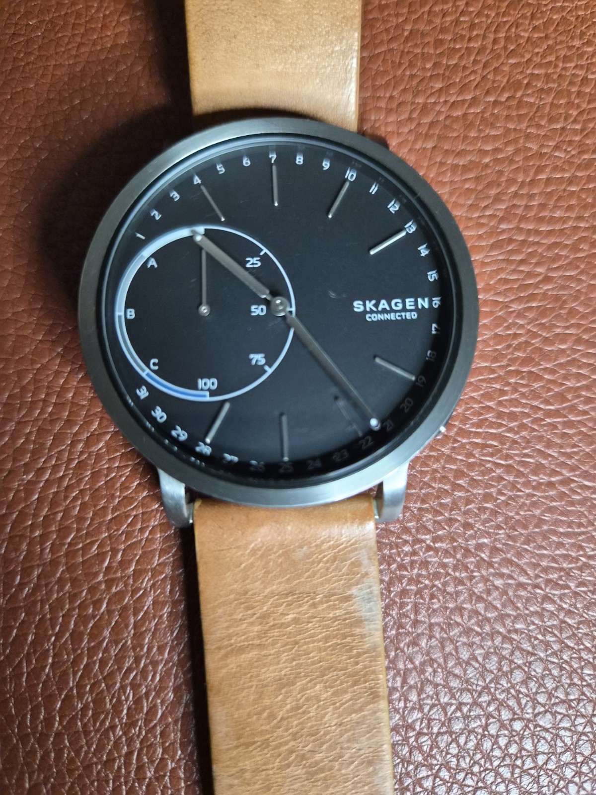 Skagen Connected NDW2G Hybrid Smartwatch Brown Leather Band Titanium Case