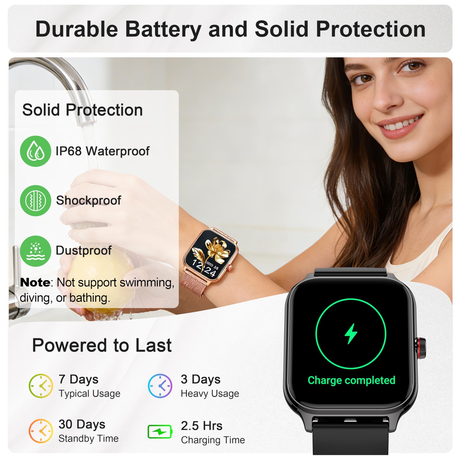 1.96 Inch Smart Watch Fitness Tracker With Call Function Heart Rate Sleep Mon…