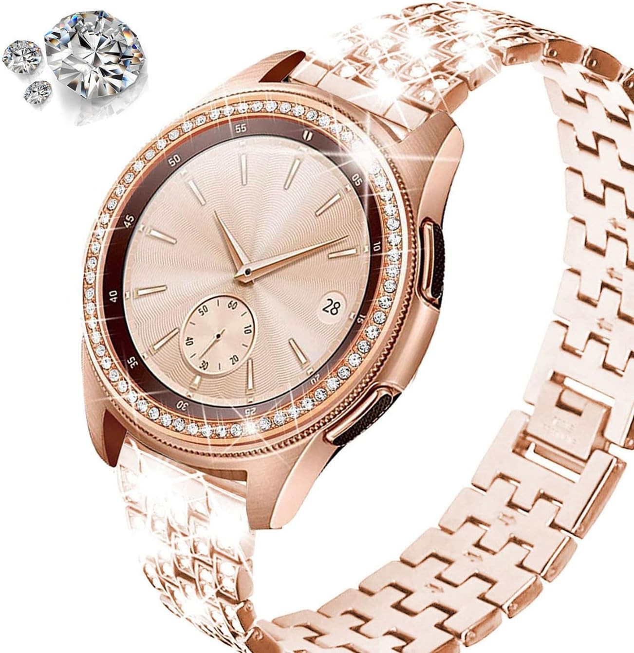Bling Diamond Bezel Cover For Samsung Galaxy Watch 42mm Rose Gold Bumper