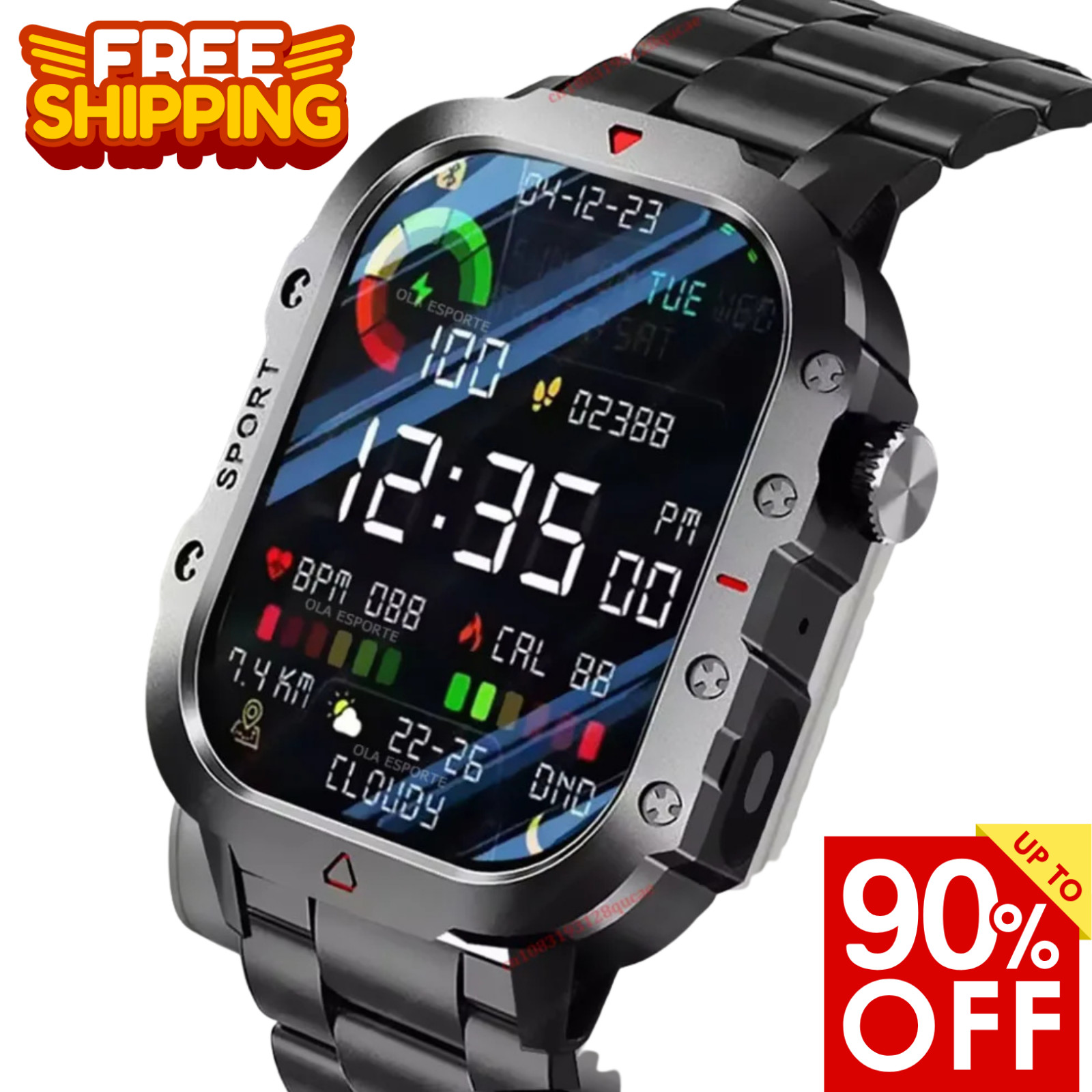 2025 New Men 2.01″ Military Smartwatch Outdoor AI Voice Call Bluetooth GPS Gift