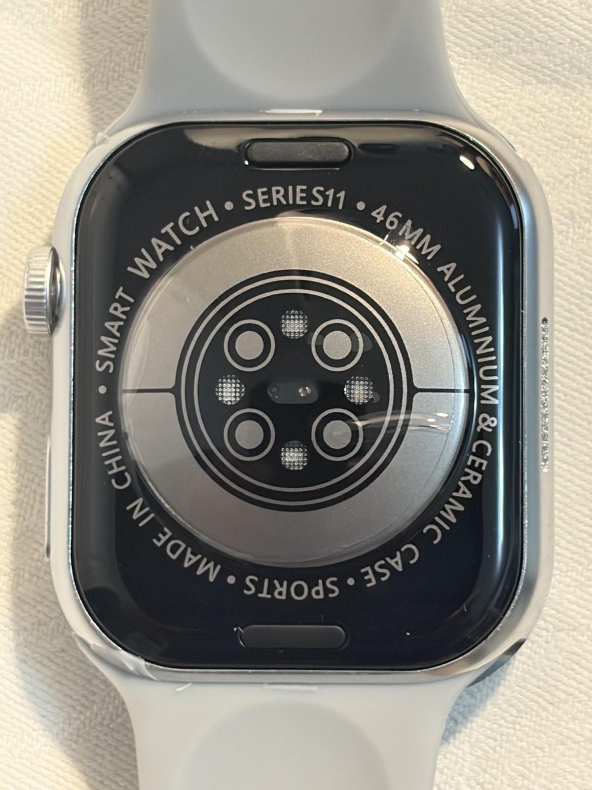 S11 Pro Series 46mm Silver Smartwatch Gray Silicone Band works w Apple + Android