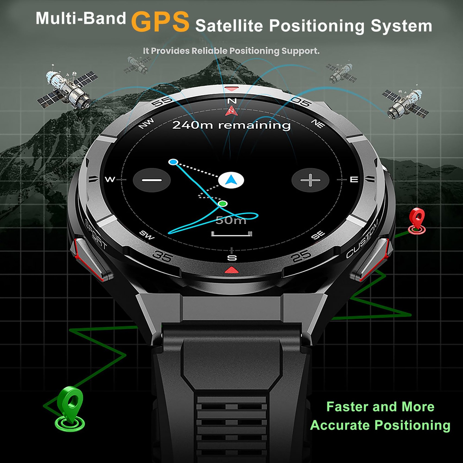 Pardic Military Gps Smart Watch 1.43 Amoled Always On Display Built-In Gps