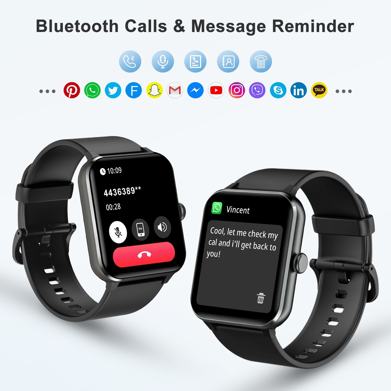 Bluetooth Calling Smart Watch for Women Men, Fitness & Sleep Trackers Pedometer