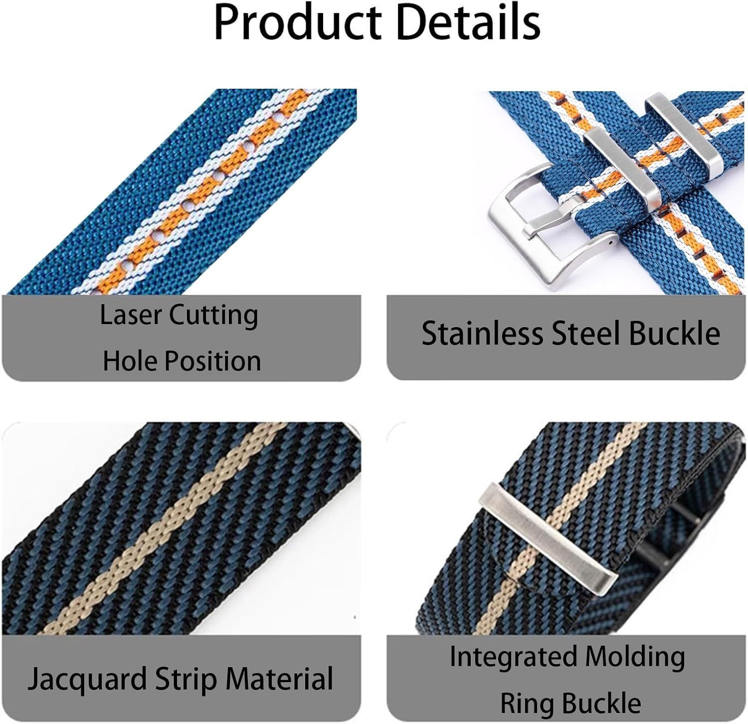 Strap Only For 18mm 20mm 22mm 24mm Nylon Double Layered Quick Release