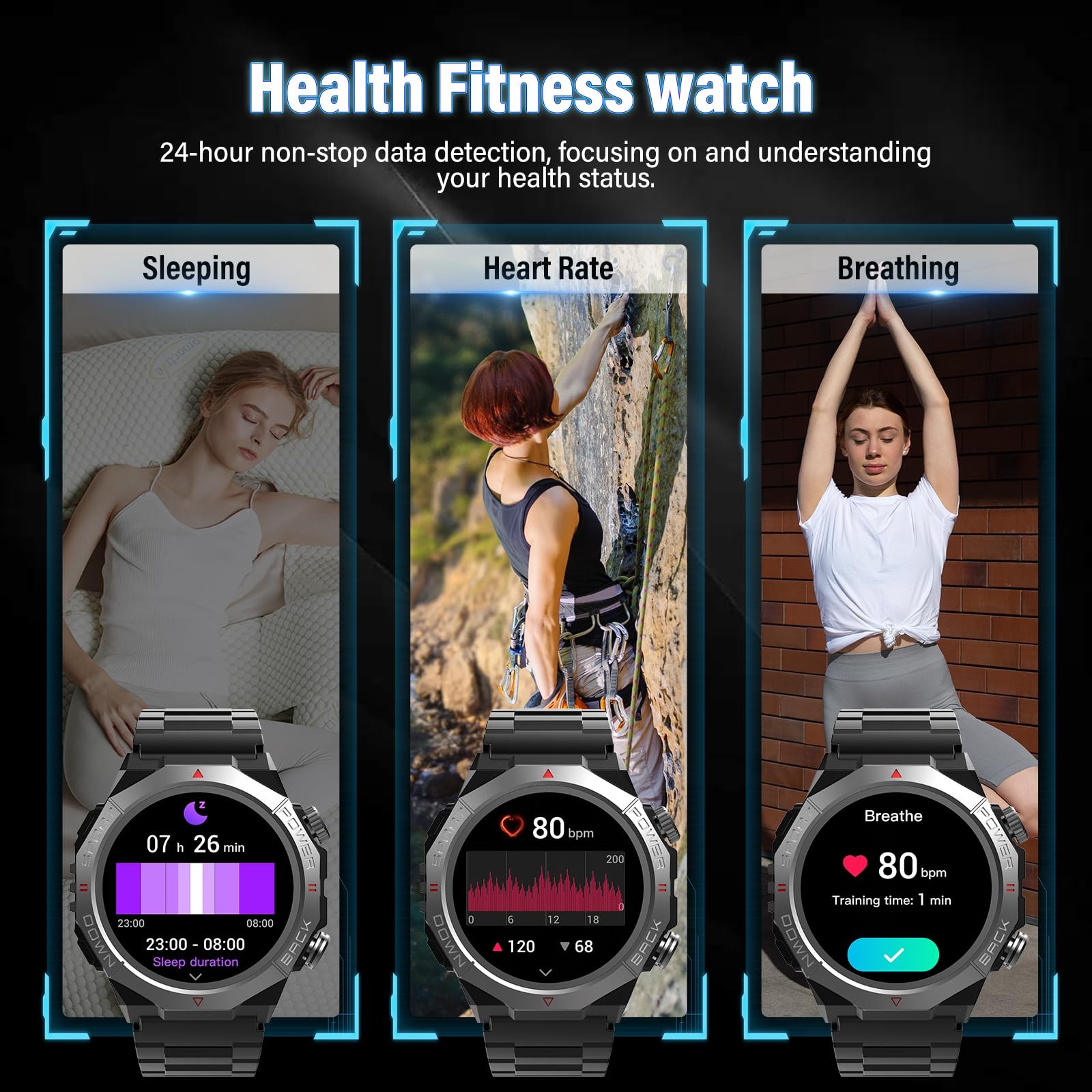 Military Smart Watches for Men (Answer/Make Calls), 1.39″ HD Fitness Watches,…