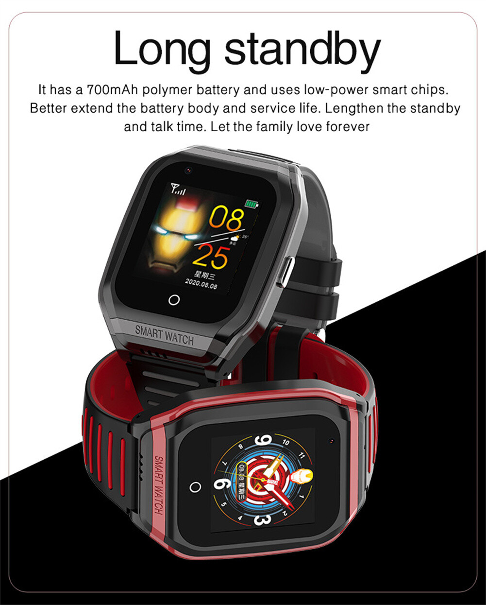 Kids Smart Watch Video Call 4G Phone Watch w/SIM Slot SOS Button for Android IOS