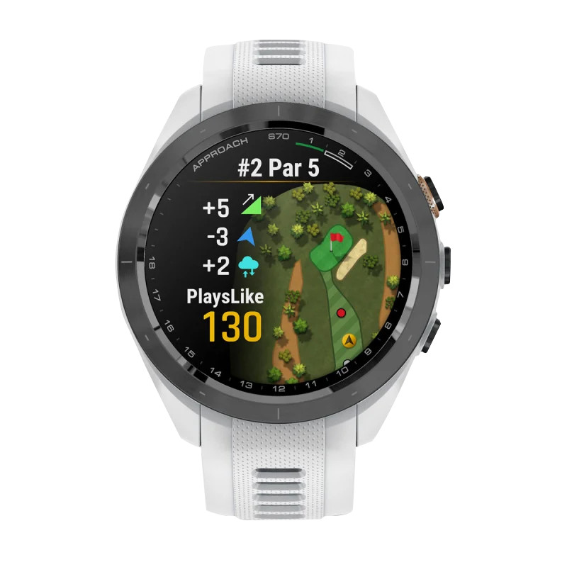 Garmin Approach S70, 42 mm Black/Peach with White Silicone Band (010-02746-00)