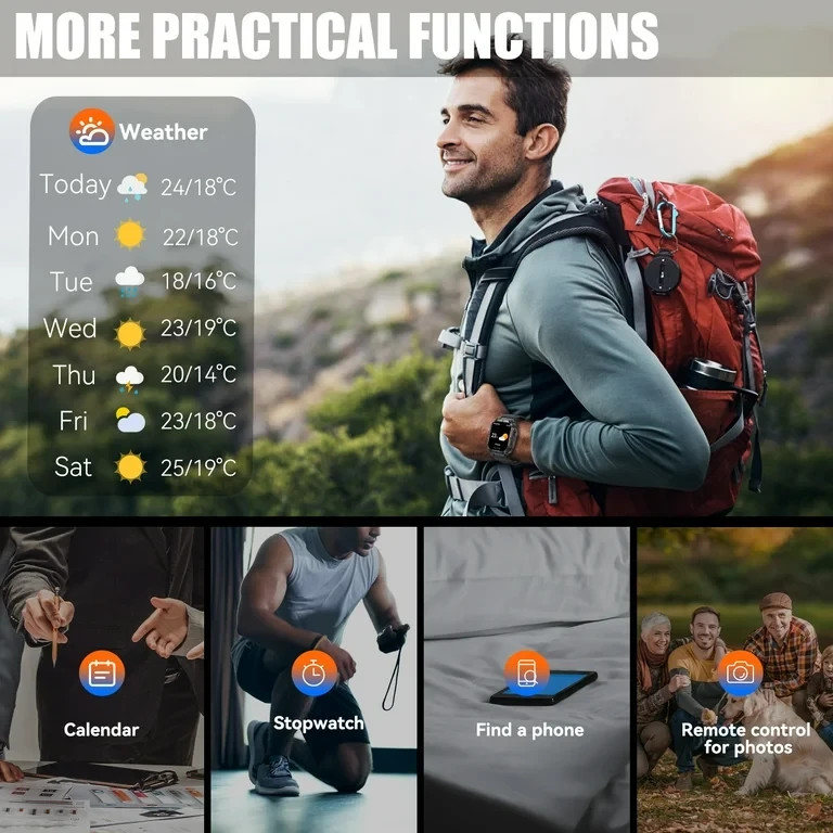 Military Smartwatch Watch for Men Metallic/Aluminum 100% AAA Quality Android/IOS