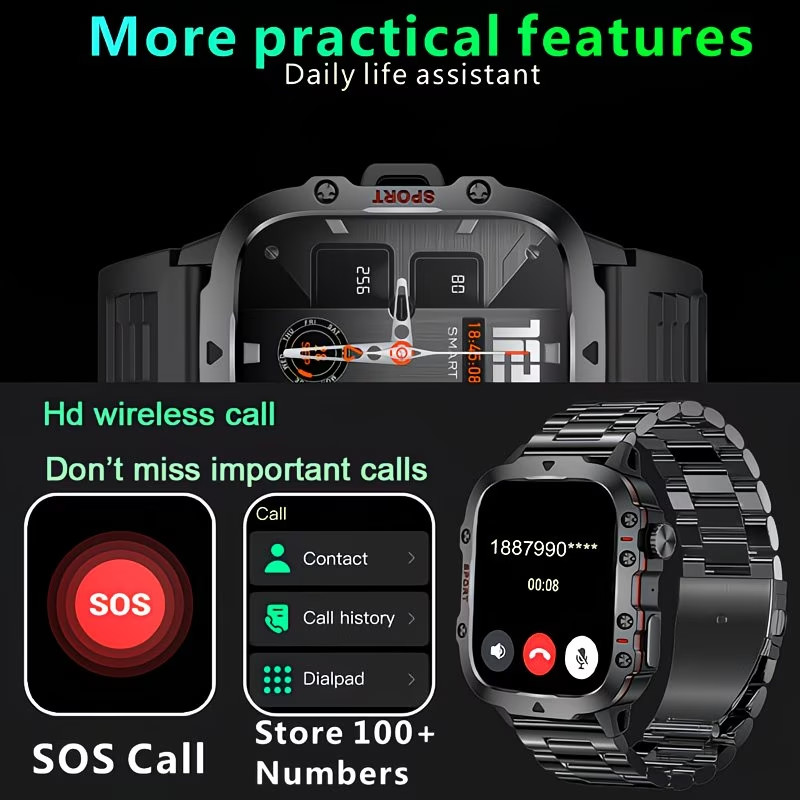 🔥Military Smart Watch for Men Bluetooth Call Rugged Fitness Tracker Android iOS