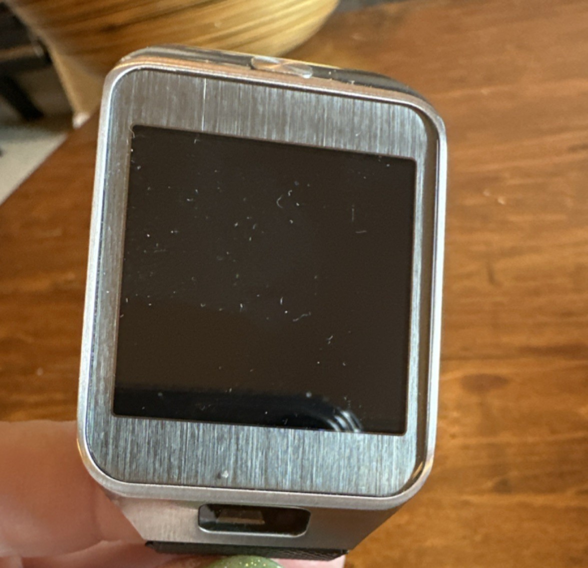 Samsung SM-R380 Smart Watch Silver Metal Case Black Rubber Band