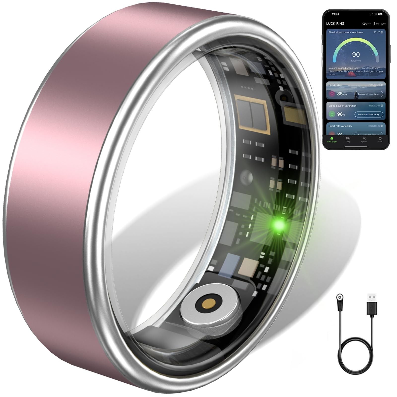 Ring for & Men – IP68 Waterproof Fitness Tracker with Long Lasting Batteries,…