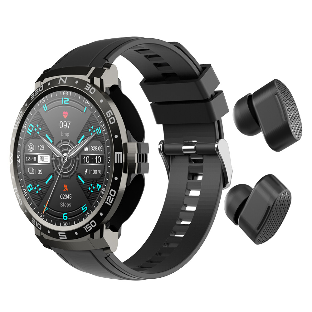 2-in-1 Bluetooth Smart Watch Music Sports Smartwatch with Dual Earbuds
