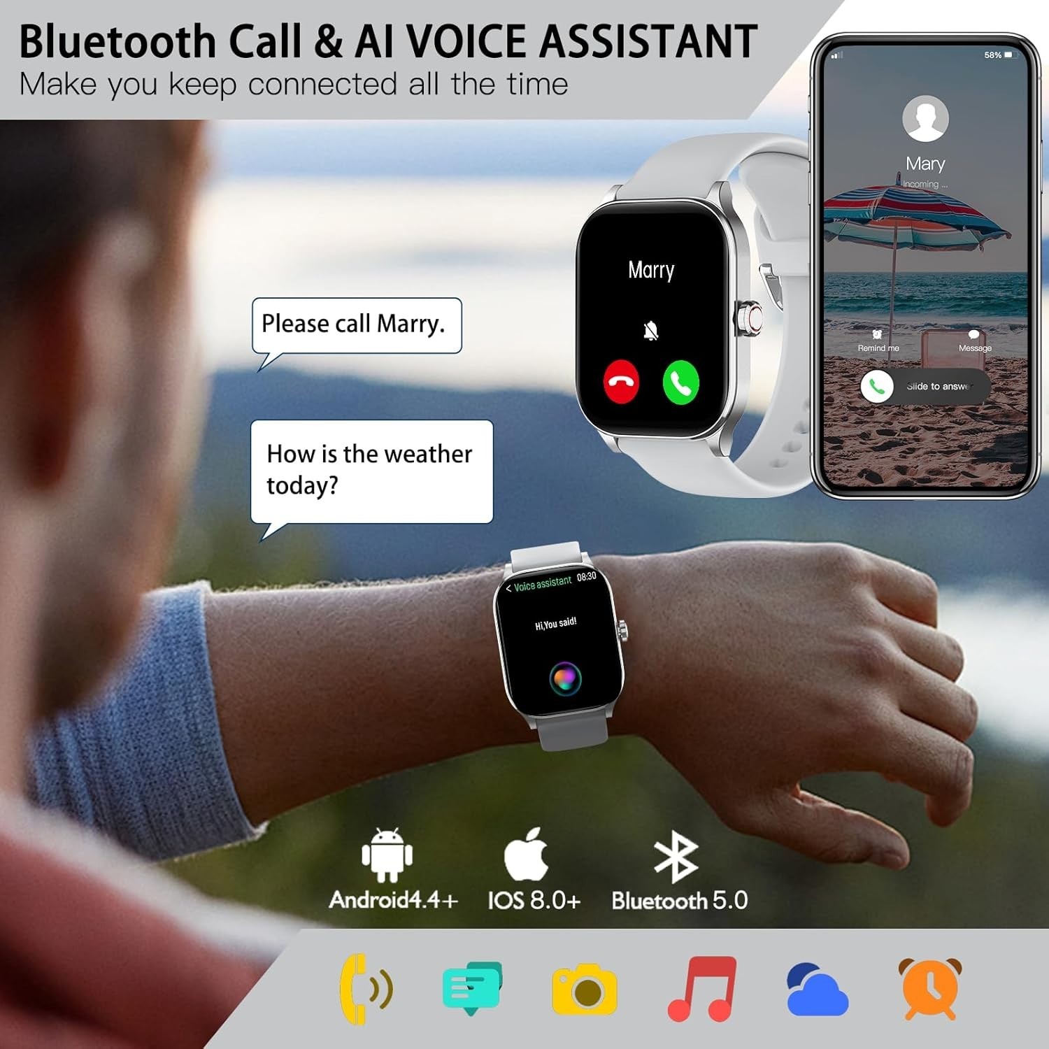 Health Monitoring Smart Watch – Heart Rate, Sleep, Stress, Dual Size 1.85″/2.01″