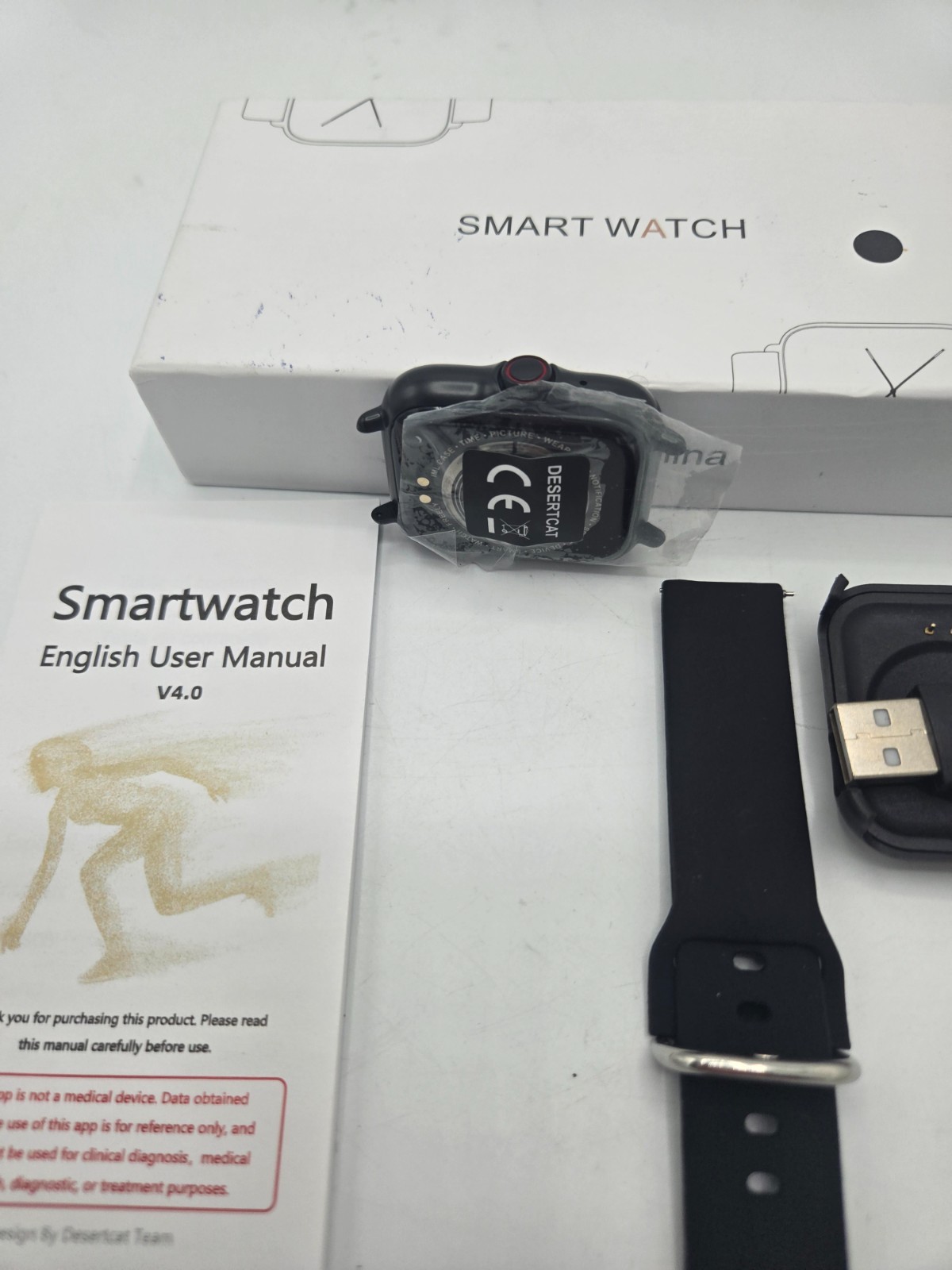 TB39 Android & iOS Smartwatch Black Strap Unisex Bluetooth 45mm Touchscreen