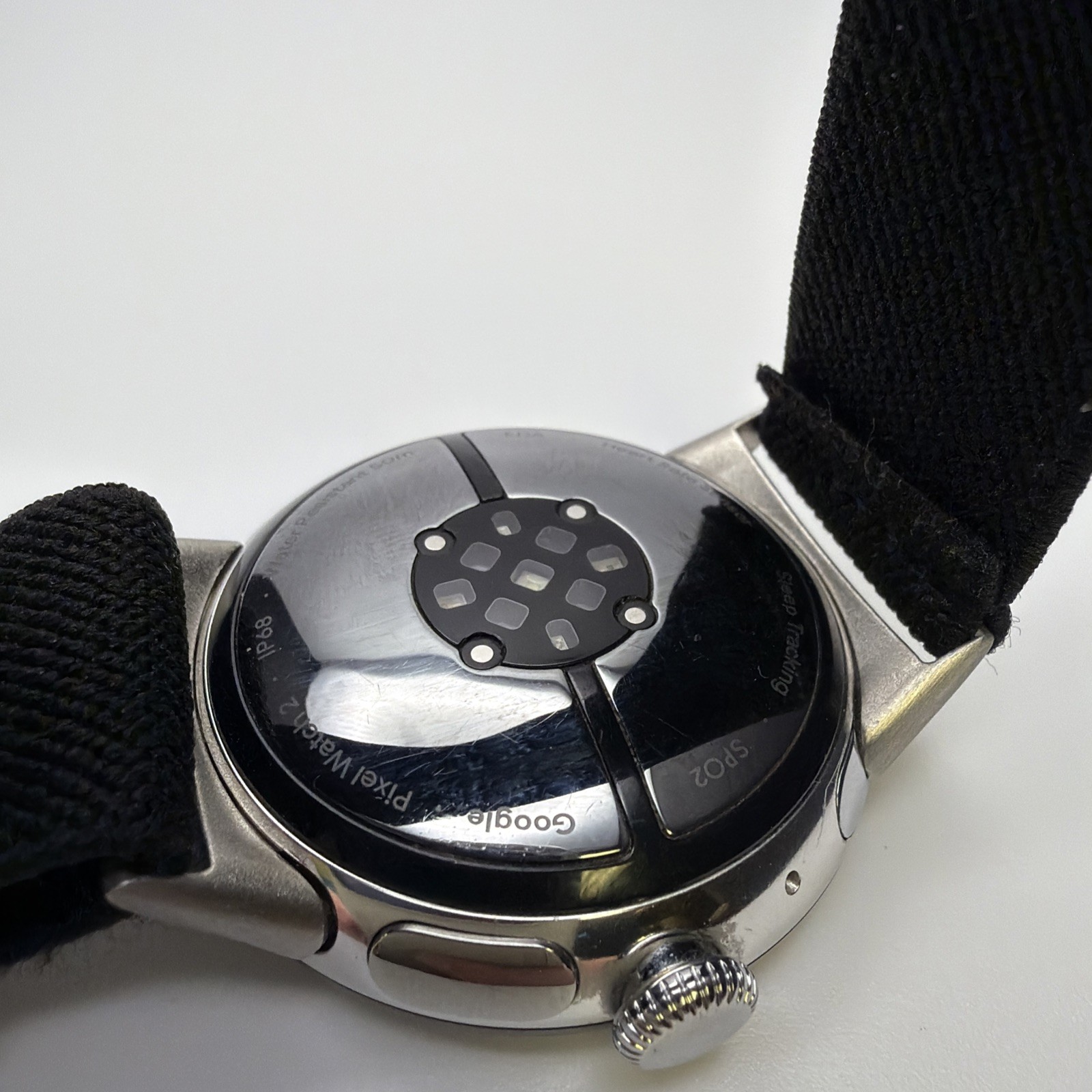 Google Pixel Watch 2 41mm Silver Aluminum Case Bluetooth Black Elastic Band