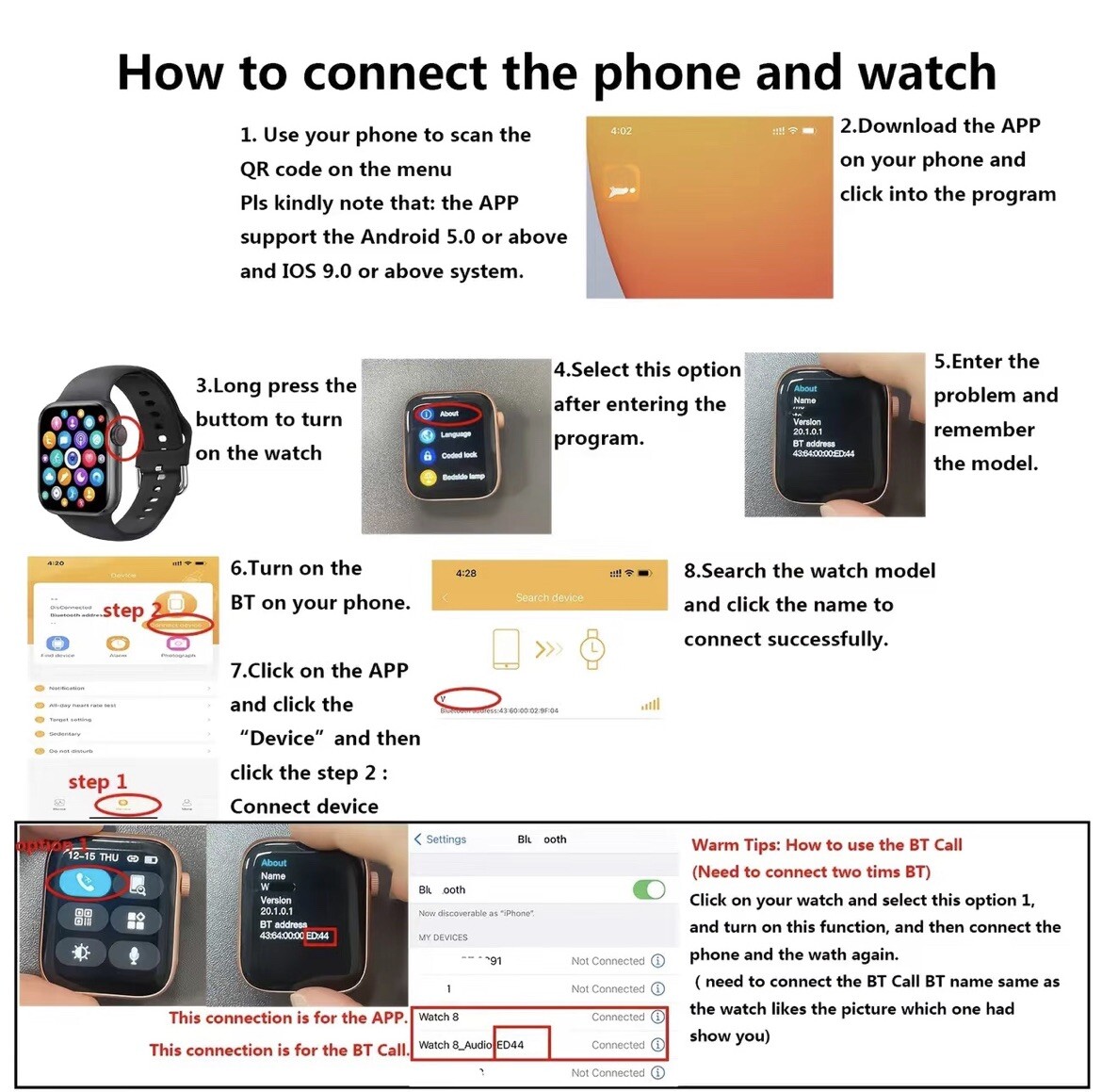 IP67 Waterproof Smart Watch for IOS and Android Devices