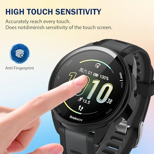 2 Pack for Garmin Forerunner 165 & 165 Music Screen Protector Case Full Coverage