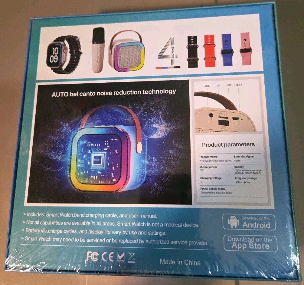 SMART WATCH WITH 4 WRIST BANDS AND A KARAOKE MACHINE!! NEW IN BOX!!