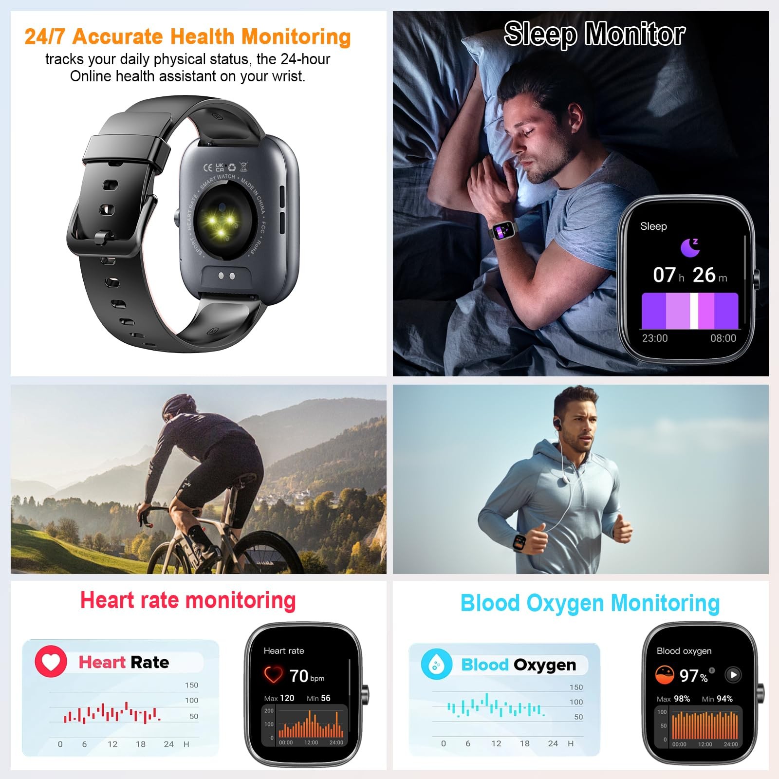 for Men (Answer/Make ), 1.91″ HD Screen Fitness Tracker, Heart Rate/Sleep Mon…