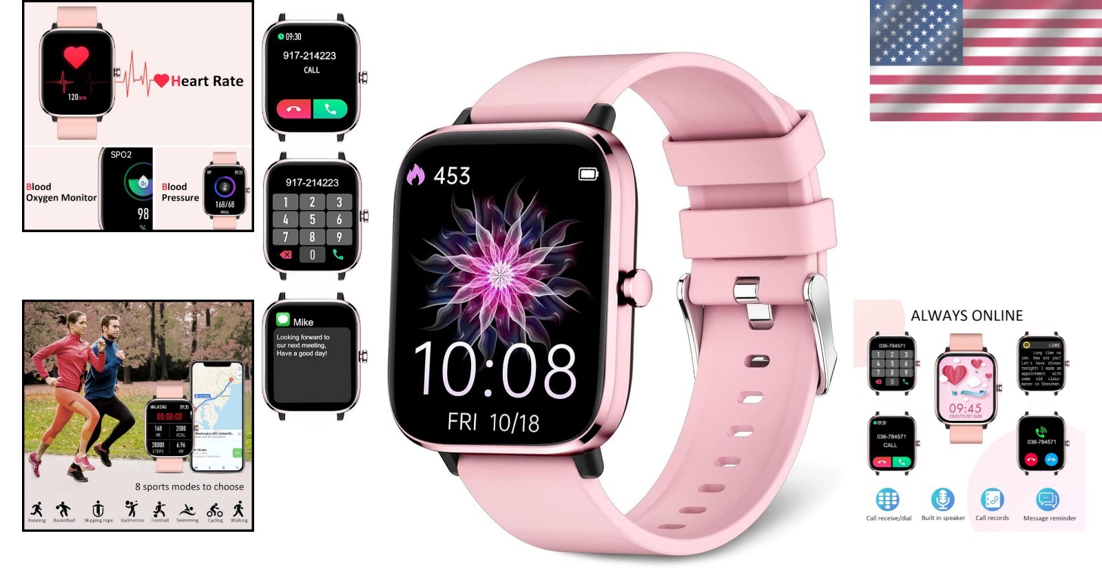 All-in-One Smartwatch for Women – Health & Fitness Monitoring, Bluetooth Calls