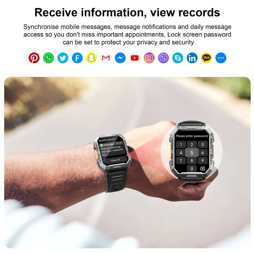 W60 Military Smart Watch (Call Receive/Dial) Tactical Fitness Tracker Open Box