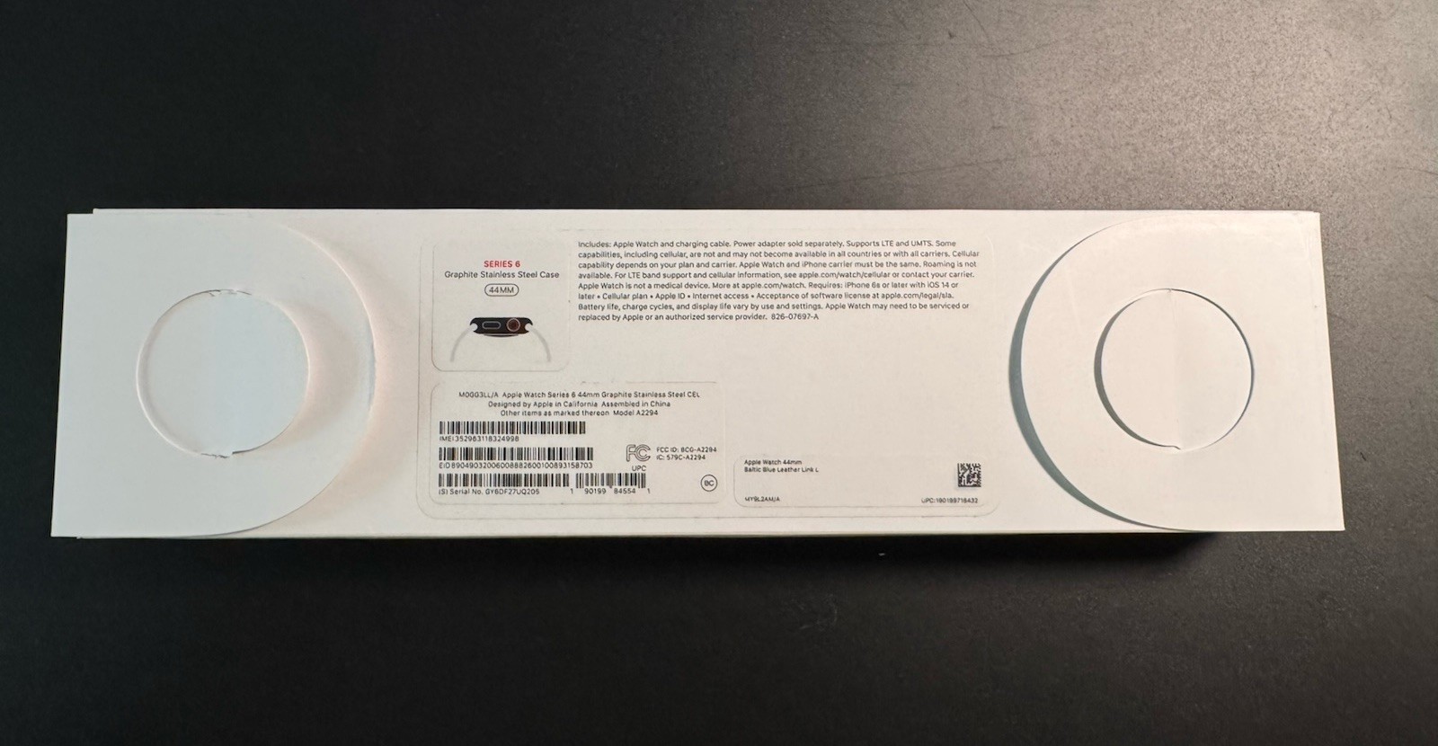 Apple Watch Series 6 44mm Graphite Stainless Steel GPS + Cellular A2294 w/ Box