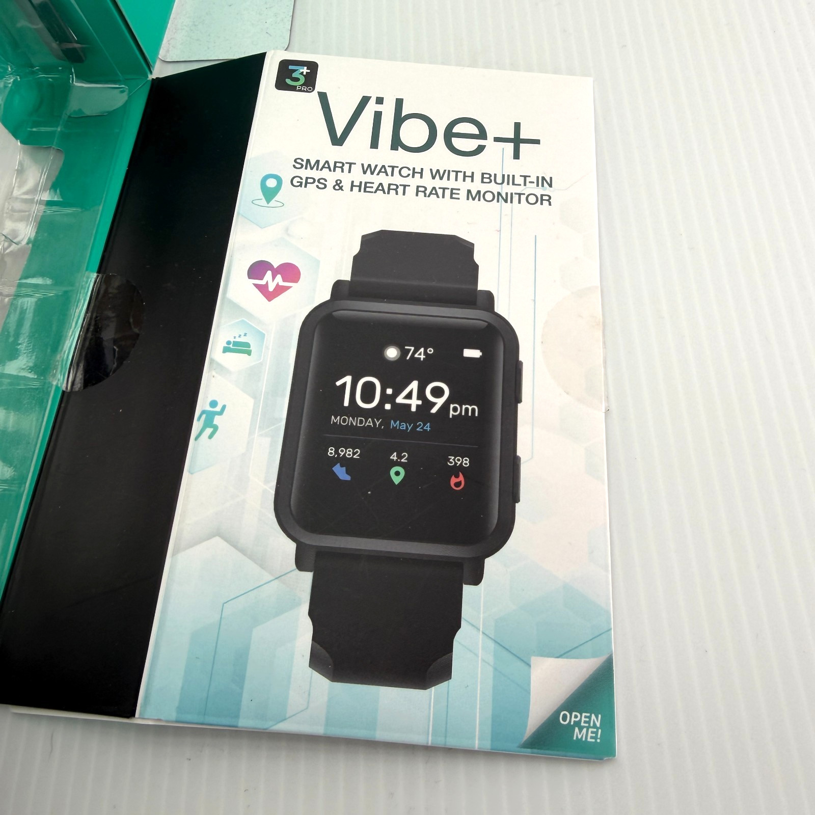 Vibe+ 3+ Pro Smart Watch GPS & Heart Rate Monitor + Extra Band *NEW OPEN BOX